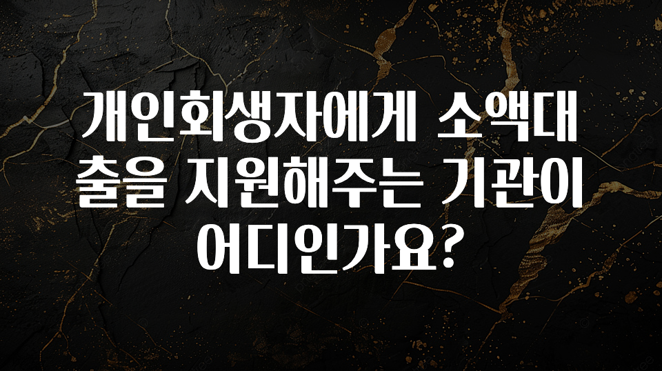 이달의 핫 개인회생자에게 소액대출을 지원해주는 기관이 어디인가요? 클릭해보세요