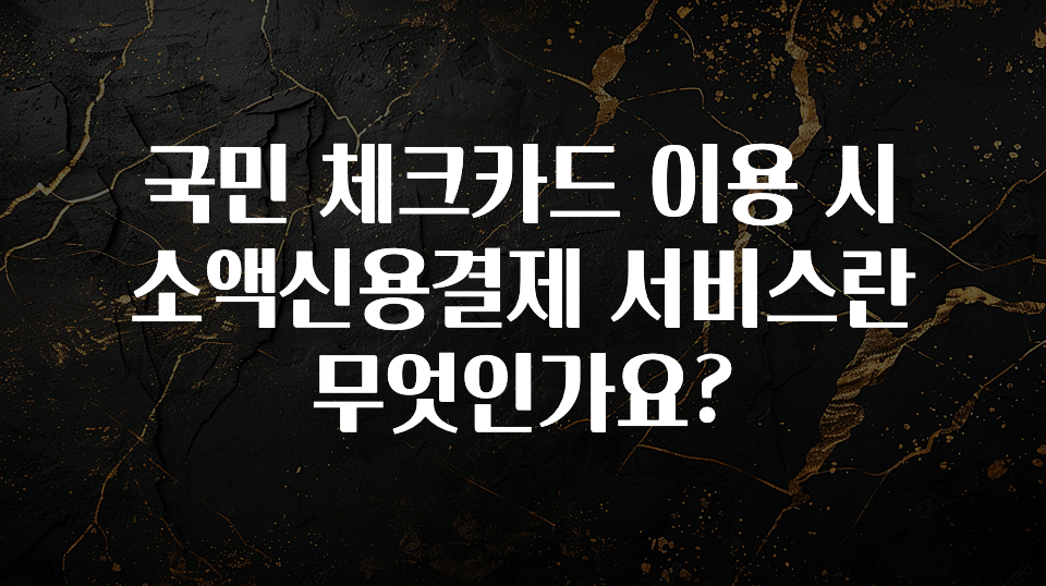 sns소식 국민 체크카드 이용 시 소액신용결제 서비스란 무엇인가요? 확인 부탁드립니다