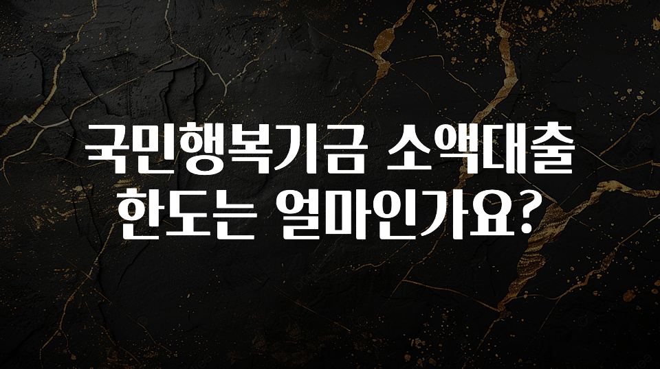 정성을 담은 국민행복기금 소액대출 한도는 얼마인가요? 전해드립니다