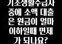 진심을 담은 기초생활수급자 중에 소액 대출은 원금이 얼마 이하일때 면제가 되나요? 잠깐 확인해보세요