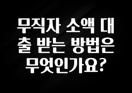 정성을 다하는 무직자 소액 대출 받는 방법은 무엇인가요? 바로 소개합니다.