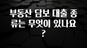 추가정보 부동산 담보 대출 종류는 무엇이 있나요? 30초면 확인 가능합니다