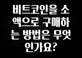 진심을 담은 비트코인을 소액으로 구매하는 방법은 무엇인가요? 요약정리