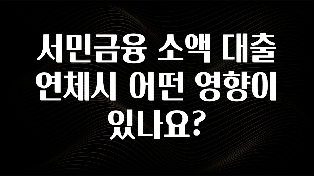올해 꼭 알아두기 서민금융 소액 대출 연체시 어떤 영향이 있나요? 무조건 확인