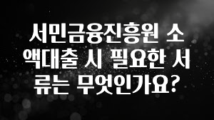 주간 핫 서민금융진흥원 소액대출 시 필요한 서류는 무엇인가요? 핫한 정보입니다