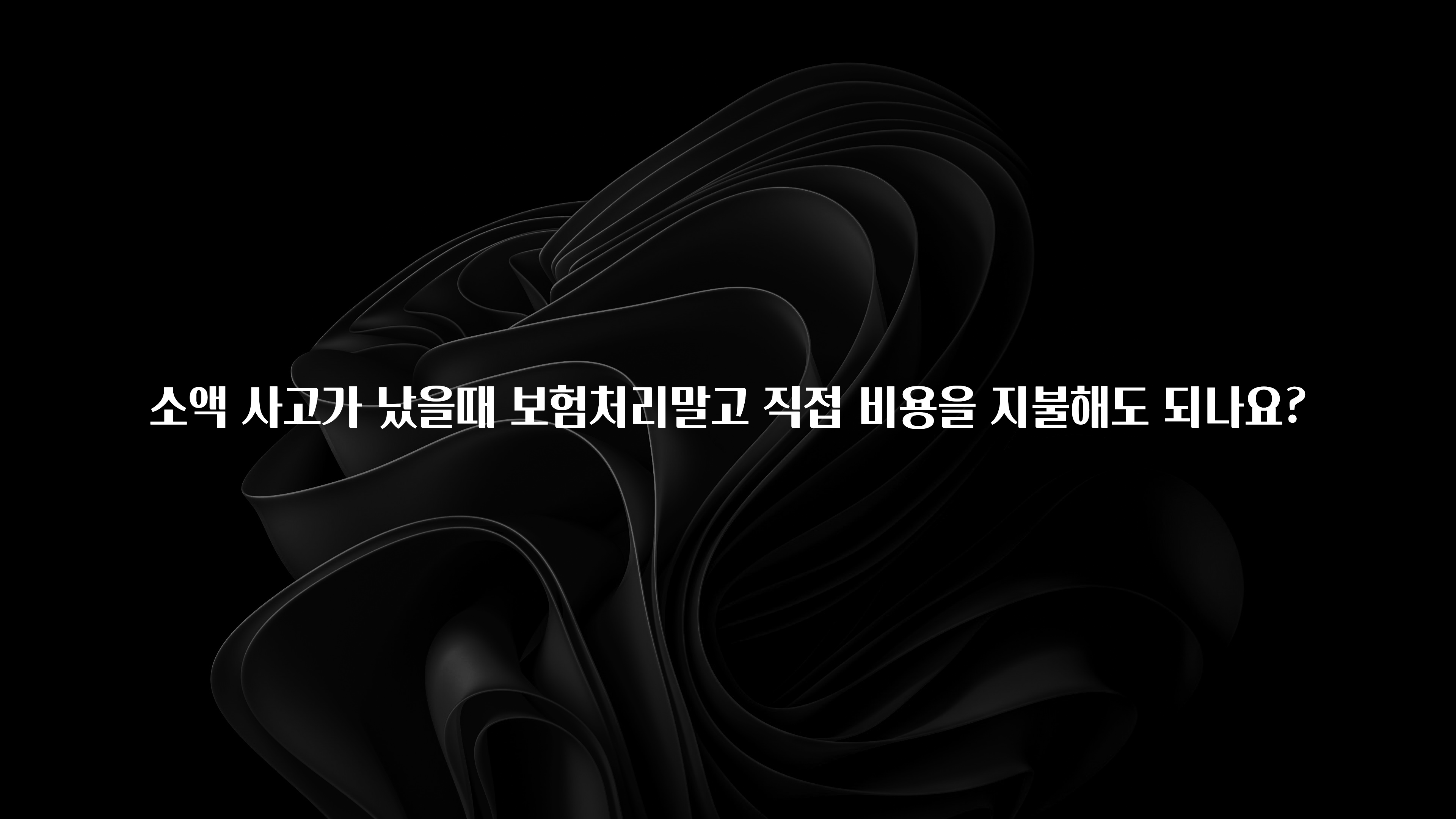 진심을 담은 소액 사고가 났을때 보험처리말고 직접 비용을 지불해도 되나요? 관심이 뜨겁습니다