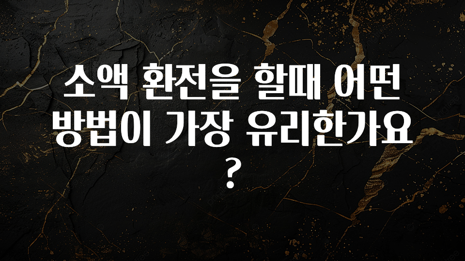 추가정보 떳다 소액 환전을 할때 어떤 방법이 가장 유리한가요? 실사용 후기