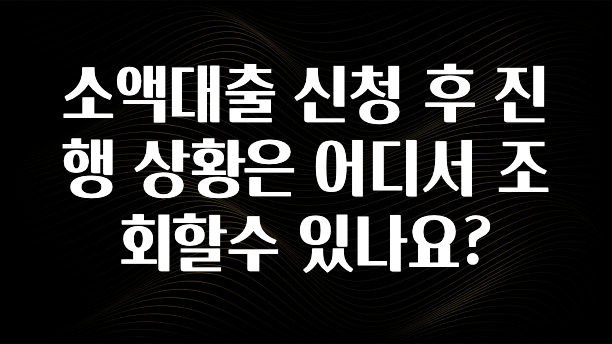 (올해 꼭 확인 소식) 소액대출 신청 후 진행 상황은 어디서 조회할수 있나요? 최신정보