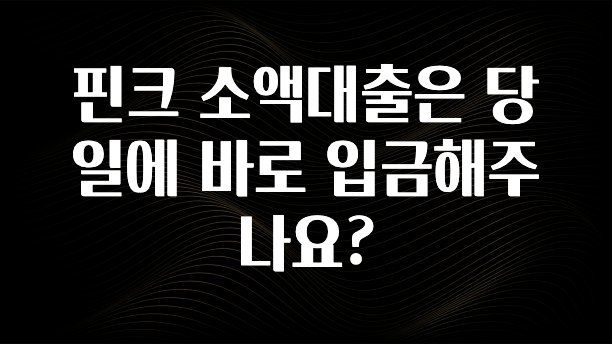 업뎃 정보 핀크 소액대출은 당일에 바로 입금해주나요? 군말없이 소개합니다