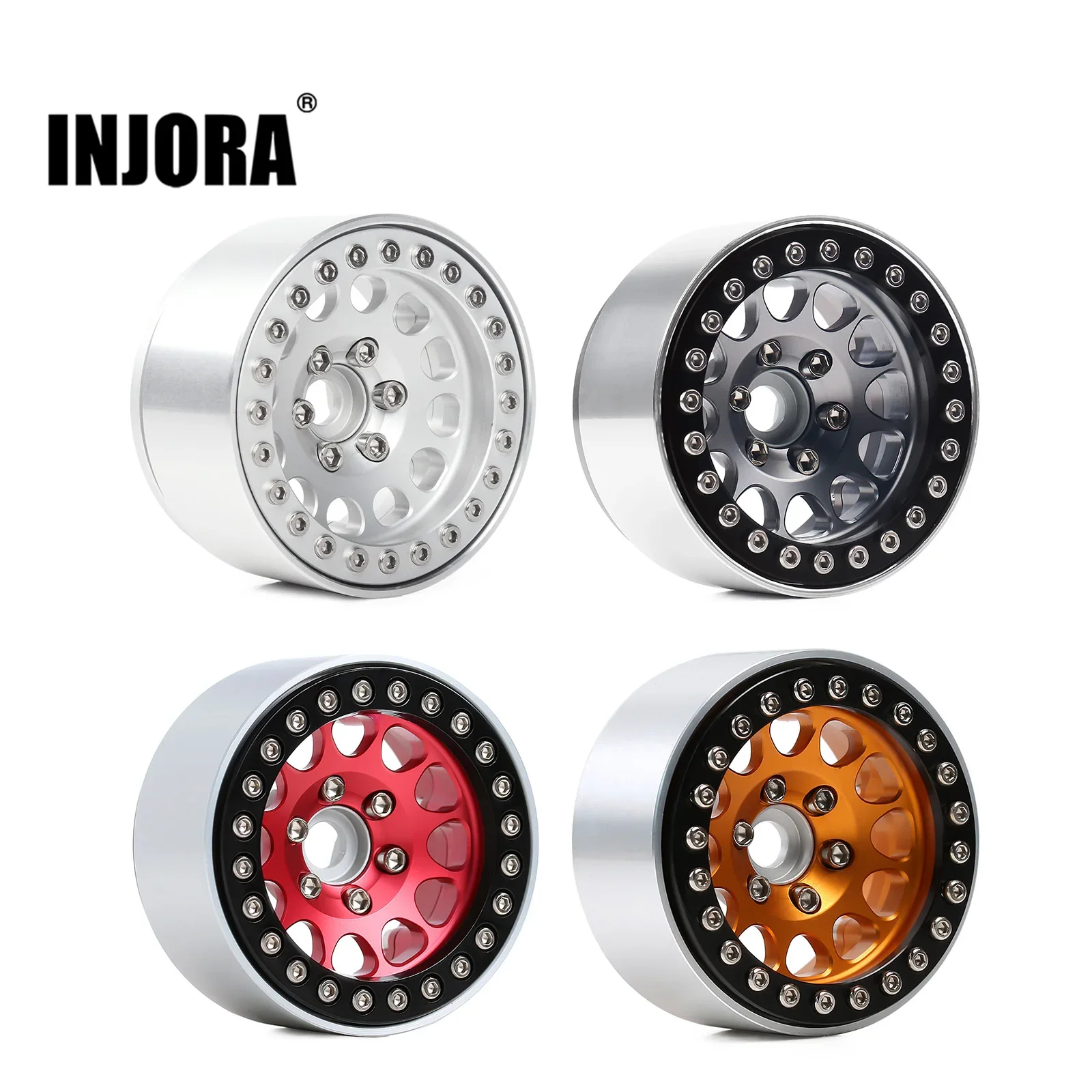 핫한행사 INJORA 4Pcs CNC 알루미늄 합금 1.9 비드록 휠 림 1/10 RC 크롤러 자동차 축 SCX10 90046 AXI03007 TRX4 VS4-10 Redcat Gen8 전합니다