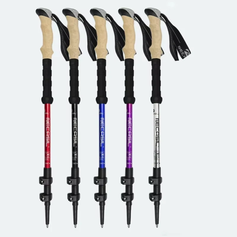 꼭 알아두자 2025 새로운 2PCS 트레킹 폴 워킹 스틱 Alpenstock 텔레스코픽 초경량 프리미엄 퀵 잠금 하이킹 지팡이로 조절 가능 전해드립니다