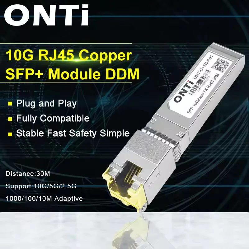 대박소식 ONTi 10G RJ45 구리 SFP+ 모듈 10GBase-Tx 이더넷 광섬유 FTTH Cisco/Mikrotik 스위치 30m/80m와 호환 가능 업데이트된 소식입니다
