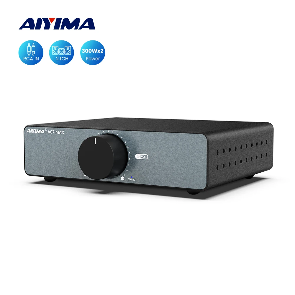 주목 AIYIMA 오디오 A07 MAX 스테레오 앰프 300W X2 TPA3255 파워 앰프 패시브 스피커용 2 채널 브리지 가능 모노 600W 앰프 업데이트된 소식입니다