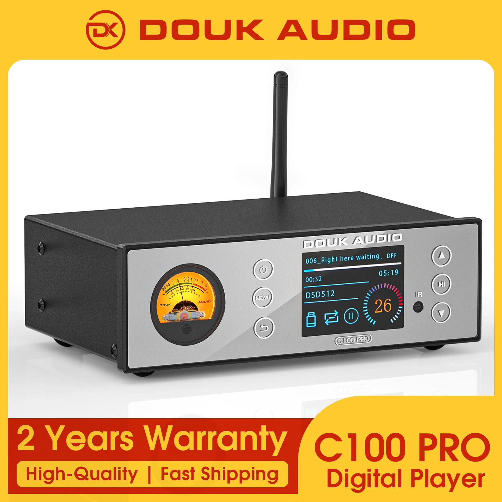 최고의 제품만 모았다 Douk Audio C100 PRO HiFi Bluetooth 5.0 디지털 ESS9038 프리 앰프 OLED 디스플레이 스 트리머 USB 플레이어 DSD512 (VU 미터 포함) 알려드립니다