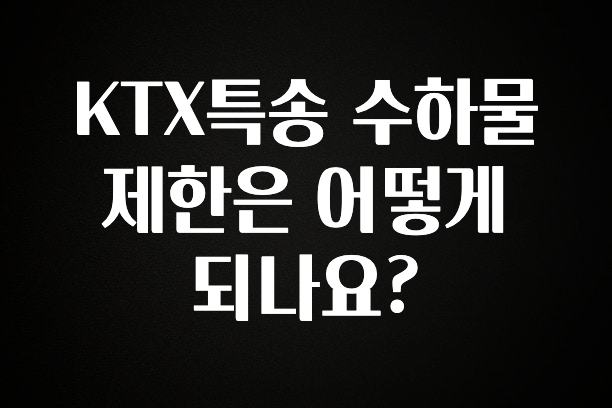 궁금한 소식 KTX특송 수하물 제한은 어떻게 되나요? 실시간 리뷰입니다