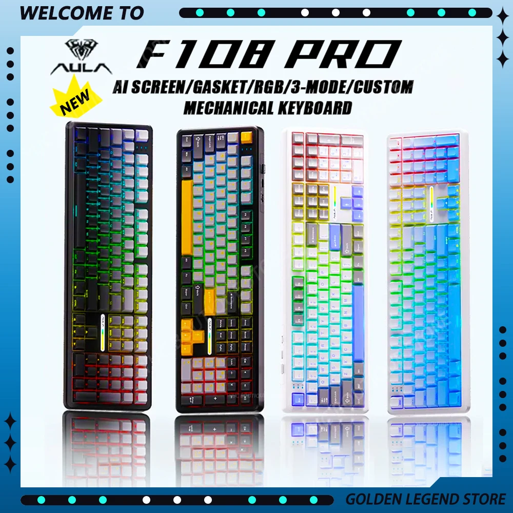 호스트가 소개한게 바로 AULA F108/PRO INSTOCK 기계식 키보드 무선 2.4G RGB 핫 스왑 가능 1K 폴링률 Hifi 스위치 맞춤형 게임 액세서리 관심이 뜨거운 이유 입니다