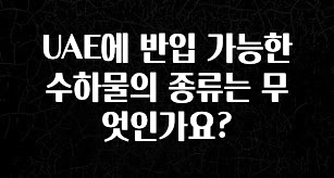 이것만 보고가기 UAE에 반입 가능한 수하물의 종류는 무엇인가요? 알려드릴게요