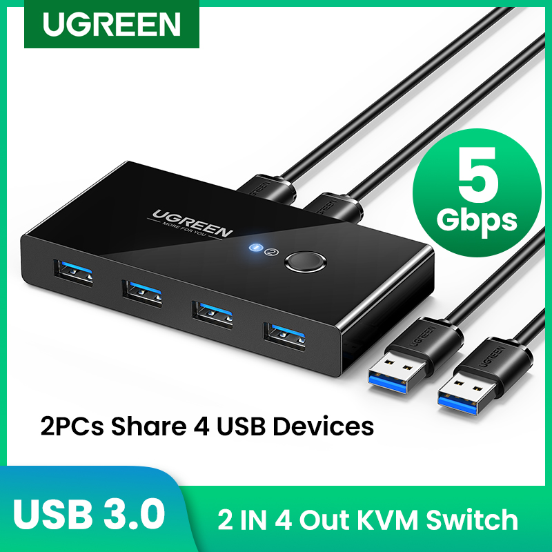 훨씬 깔끔해진 UGREEN USB KVM 스위치 USB 3.0 2.0 스위처 KVM 스위치 Windows10 PC 키보드 마우스 프린터 2 PCs 공유 4 장치 USB 스위치 요약정리