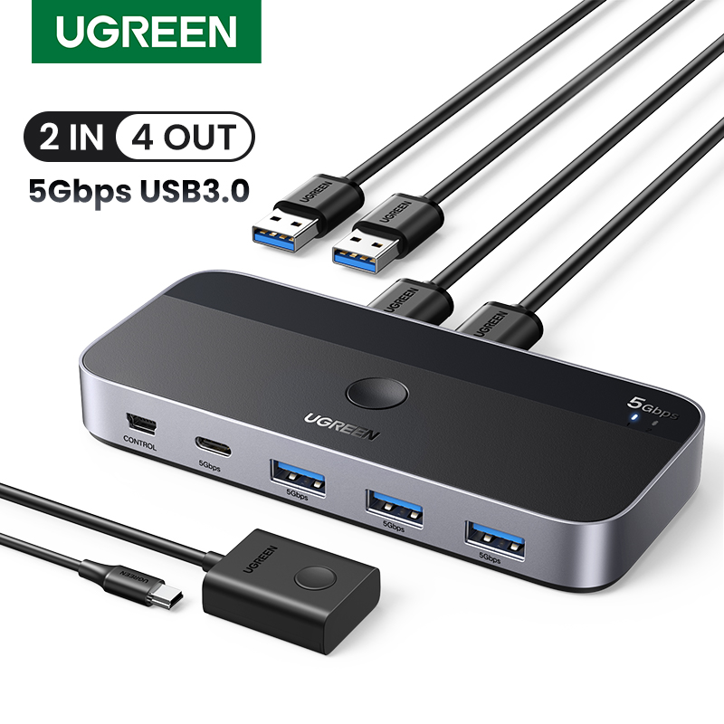 올해는 이거다 UGREEN USB KVM 스위치 USB 3.0 스위치 KVM 스위치 PC용 키보드 마우스 프린트 2 대 PC 4 개 장치 공유 USB 스위치 한 번에 알려드립니다