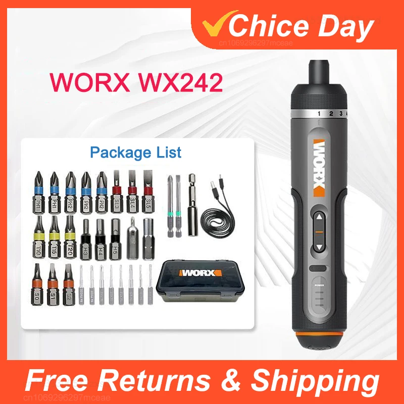 주간 핫 Youpin Worx 4V 미니 전기 스크루 드라이버 세트 WX242 스마트 무선 전기 스크류 드라이버 USB 충전식 30 비트 세트 드릴 도구 실시간 리뷰입니다