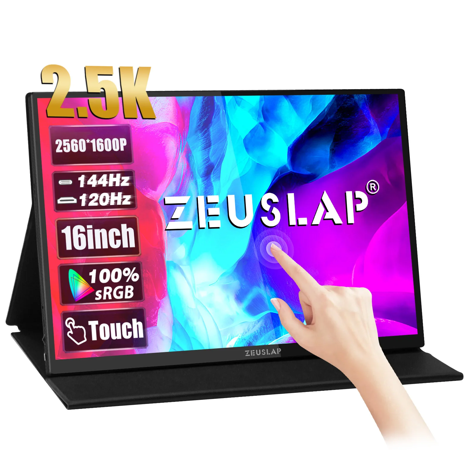 역대급 혜택 ZEUSLAP 16″ 2.5K 144hz 터치 스크린 휴대용 모니터 2560*1600 100%sRGB 500Cd/m² 노트북 컴퓨터용 여행용 디스플레이 좋은 정보