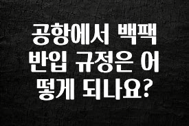 놓치지말고 공항에서 백팩 반입 규정은 어떻게 되나요? 궁금하신가요?
