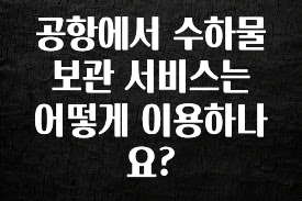 이렇게 달라졌다고? 공항에서 수하물 보관 서비스는 어떻게 이용하나요? 업데이트된 소식입니다