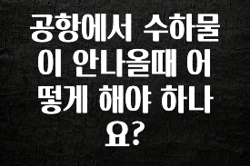좋은 정보 공항에서 수하물이 안나올때 어떻게 해야 하나요? 지금 바로 공개합니다