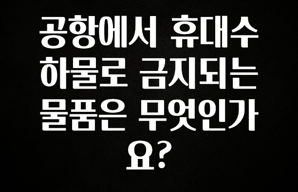 찐추천 이유 공항에서 휴대수하물로 금지되는 물품은 무엇인가요? 최신정보