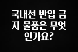 클릭하고 싶은 순간 국내선 반입 금지 물품은 무엇인가요? 군말없이 소개합니다