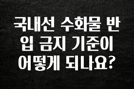 바로 준비가능 국내선 수화물 반입 금지 기준이 어떻게 되나요? 추천한 이유입니다