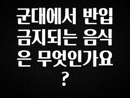 간단정보 군대에서 반입 금지되는 음식은 무엇인가요? 무조건 확인