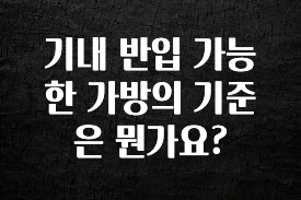 가성비 좋은 기내 반입 가능한 가방의 기준은 뭔가요? 요약정리