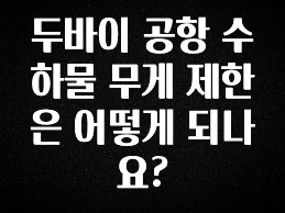 이거 아직도 몰라? 두바이 공항 수하물 무게 제한은 어떻게 되나요? 리뷰 해보겠습니다