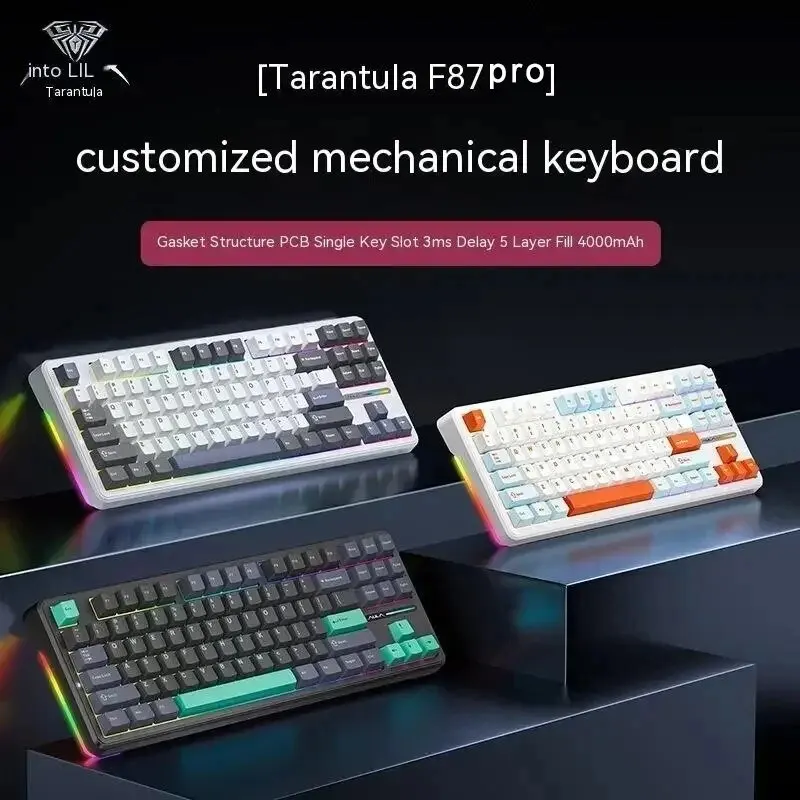 바로 확인가능한 AULA F87 Pro 기계식 키보드 2.4g/Usb/블루투스 트라이 모드 무선 87 키 Rgb Pbt 가스켓 5 레이어 침묵 전체 키 충격 없음 1분이면 확인가능 합니다