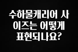 간단뉴스 수하물캐리어 사이즈는 어떻게 표현되나요? 궁금하시죠?