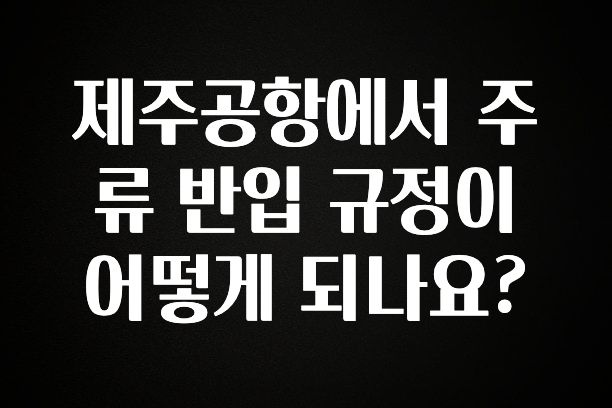 간단정보 제주공항에서 주류 반입 규정이 어떻게 되나요? 1분이면 확인가능 합니다