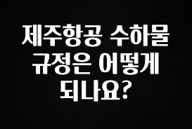 이것만 보고가기 제주항공 수하물 규정은 어떻게 되나요? 꼭 알아두세요