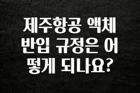공감주의 제주항공 액체 반입 규정은 어떻게 되나요? 알려드립니다