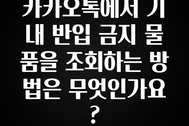 꾸준한 사랑을 받은 카카오톡에서 기내 반입 금지 물품을 조회하는 방법은 무엇인가요? 지금떳다