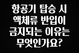클릭필수 항공기 탑승 시 액체류 반입이 금지되는 이유는 무엇인가요? 무조건 확인
