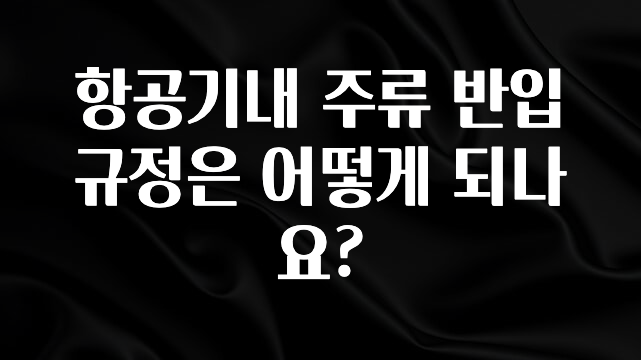 “꼭” 알려주세요 항공기내 주류 반입 규정은 어떻게 되나요? 리뷰 해보겠습니다