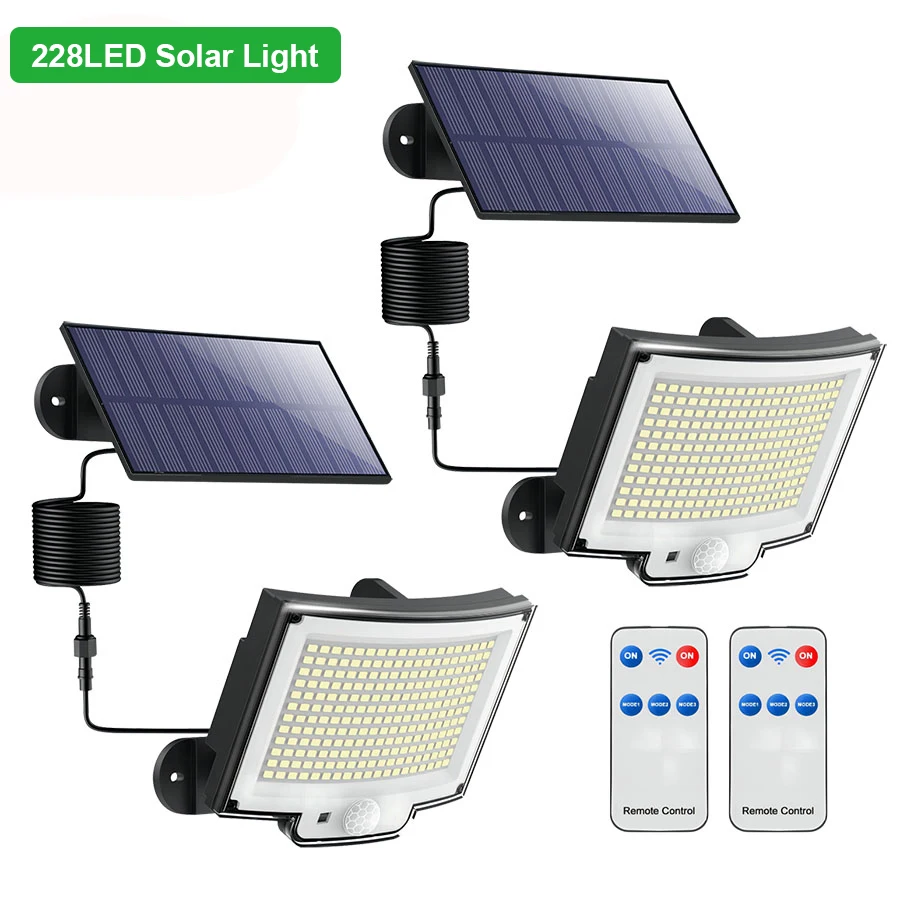 (2025 업데이트) LED 태양광 조명 228/328 야외 PIR 모션 센서 벽 램프 IP65 방수 가로등 정원 조명용 원격 확인해보세요