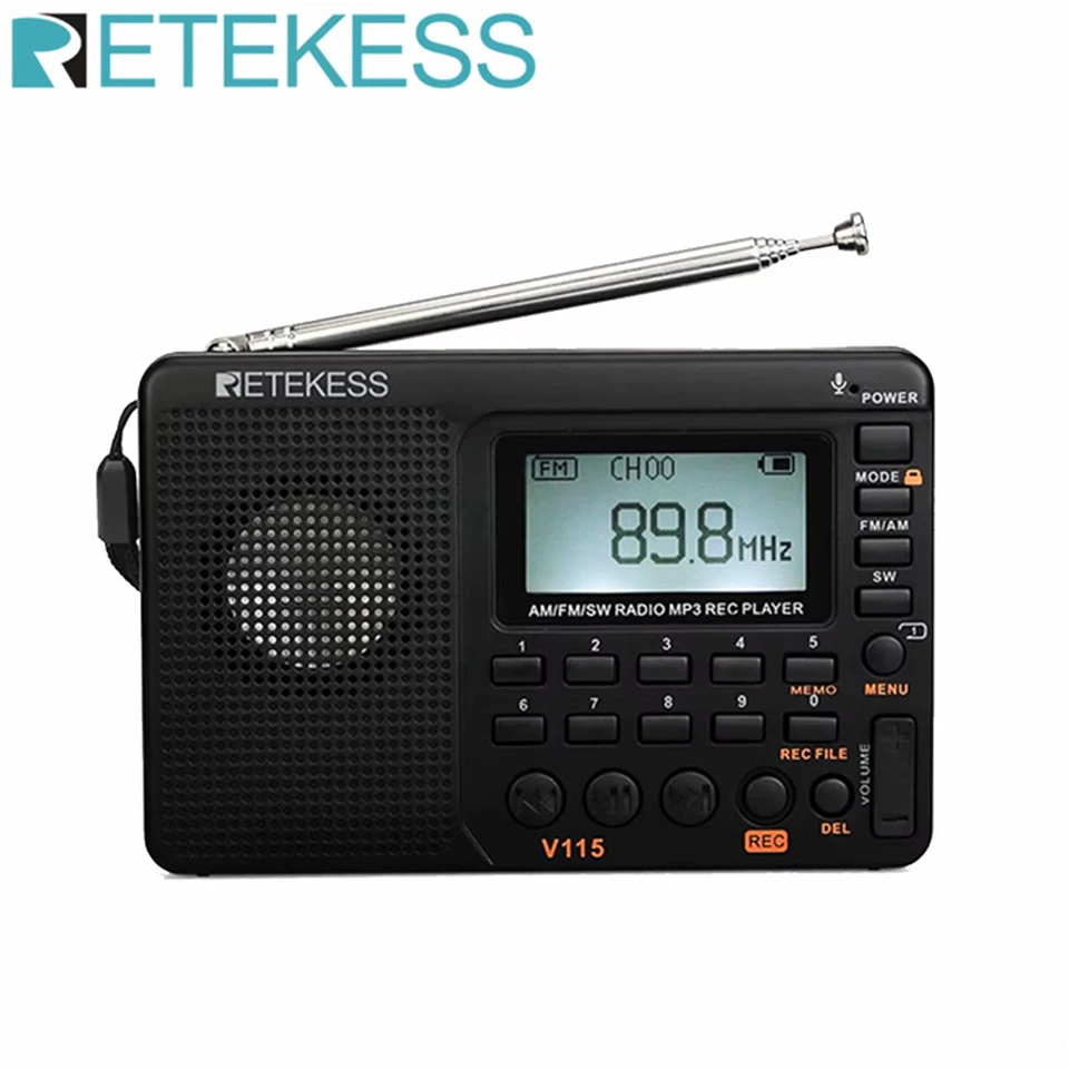 정성가득 선물 Retekess V115 휴대용라디오 미니 단파 라디오 AM FM SW단파라디오고감도 포켓 디지털 풀밴 드다기능 충전식 테레오 스피커 레코더 지원 TF 카드 선물용 관심이 뜨거운 이유 입니다