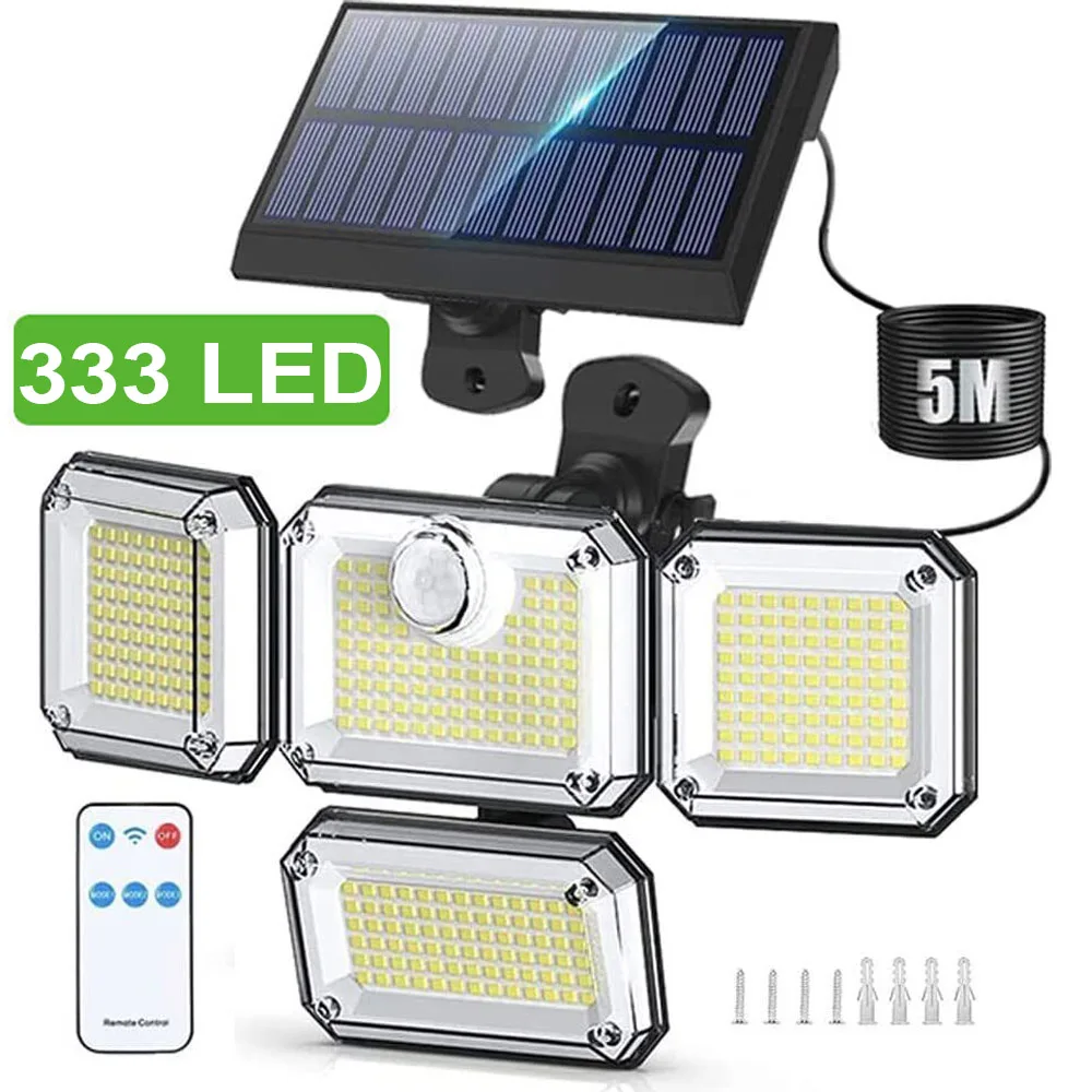 싹 다알려줌 방수 태양 전원 야외 조명 모션 센서 2000LM 333 LED 보안 가로등 Sconce 스포트라이트 정원 장식 무조건 확인