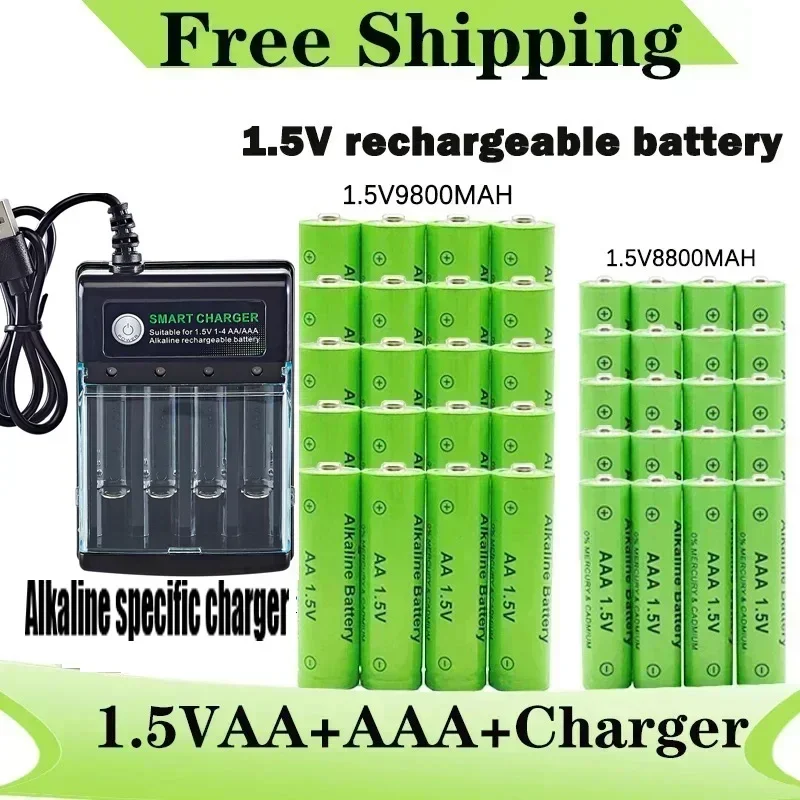 진심이 담긴 원래 충전식 배터리 1.5V AA9800mAh+AAA8800mAh+컴퓨터 시계 라디오 비디오 게임용 충전기 디지털 카메라 AA AAA배터리 알짜배기만 골라가세요