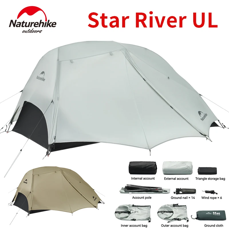 혜택ON 2025 요즘 sns에서 난리난 Naturehike Star River UL 천막 초경량 2 명 더블 레이어 방수 방풍 삼계절 하이킹 캠핑 텐트 2024 새로운  리뷰 최다로 엄선된 최고의 제품을 소개합니다.